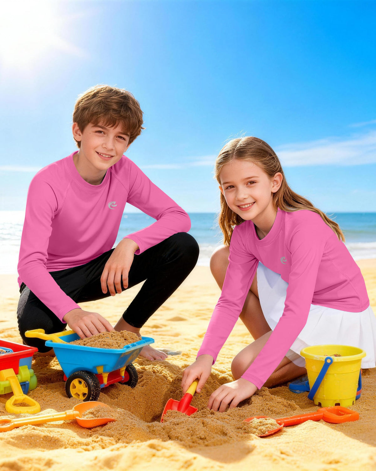 Boys UPF 50+ Swim Shirt Long Sleeve, 1 or 2 Pack UV Sun Protection Rash Guard, Youth Kids SPF Water Shirts for Beach Surf