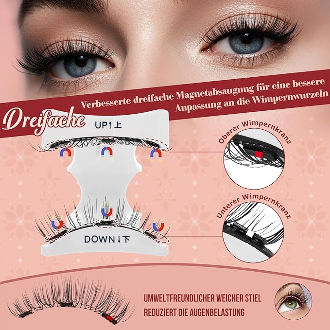 Higu clace Magnetic Eyelashes with Applicator Soft Magnetic Lashes Natural Look Wispy Magnet Lashes Easy to Wear and Remove Ã¯Â¼ÂDJCX-H08Ã¯Â¼Â