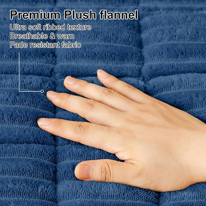Smiry Couch Cover for Dogs Washable, Non Slip Fuzzy Pet Couch Covers for 3 Cushion Sofa Pet Friendly, Thick Soft Sofa Slipcovers Cushion Protector (Navy Blue, 27.6" x 82.7")