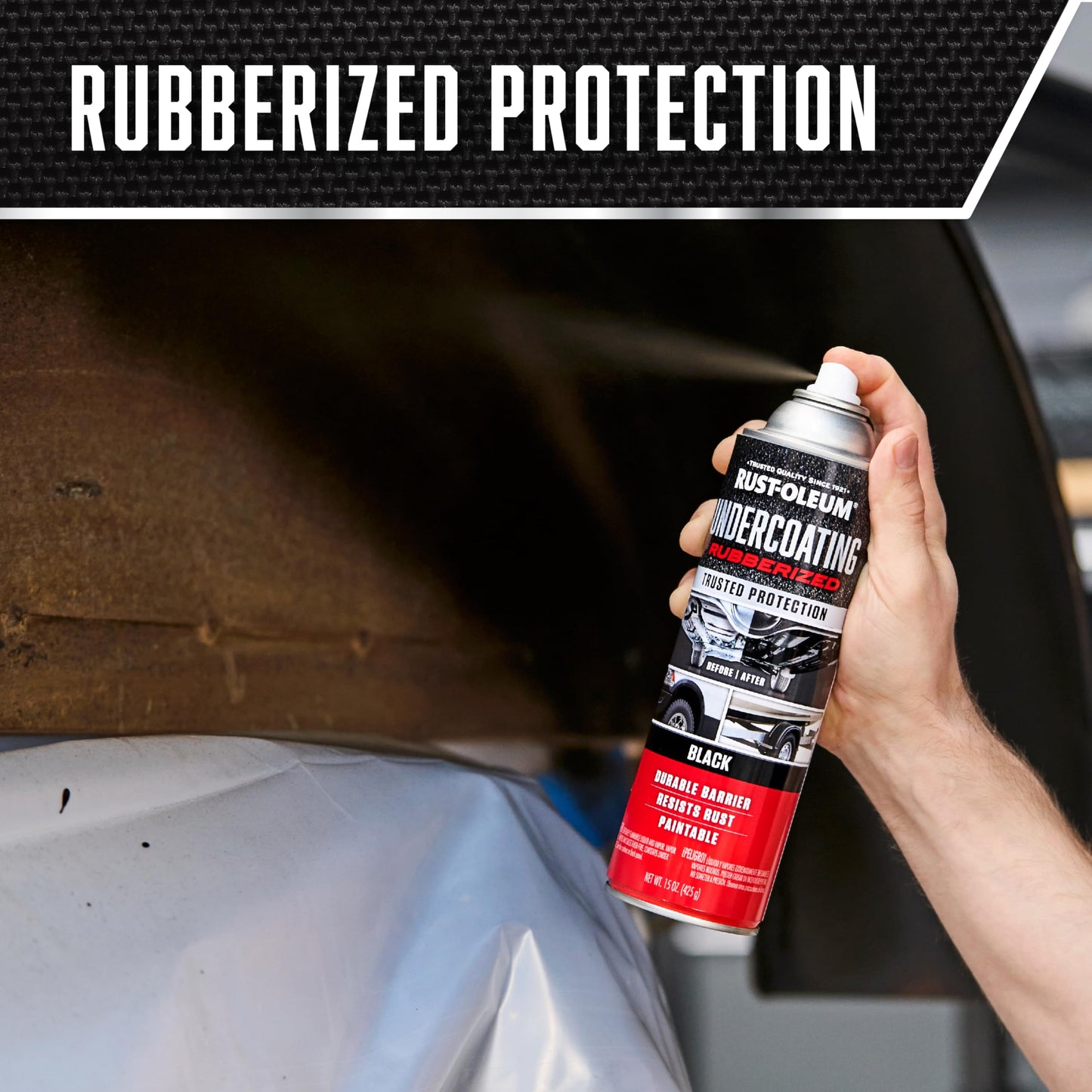 Rust-Oleum 248657-6PK Stops Rust Undercoating Spray, 15 oz, Rubberized Black, 6 Pack