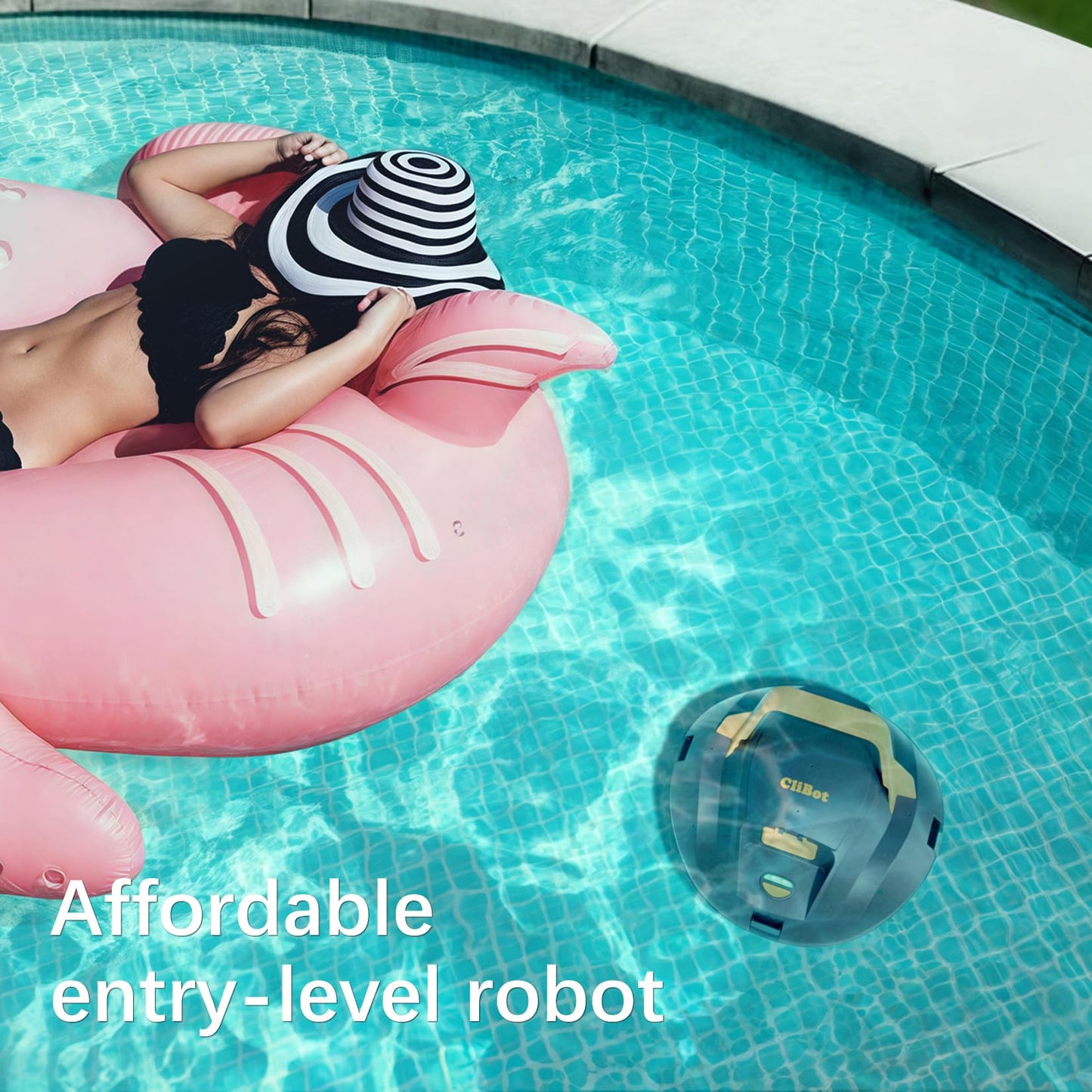 (2026 Upgrade) CliBot Cordless Pool Vacuum for Above Ground Pool - Dual-Motor Automatic Pool Cleaner with 120Mins Runtime, Easy One-Button Operation for Flat In-Ground and Above Ground Pools