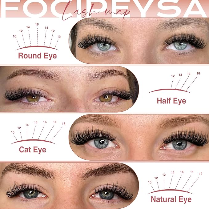 Focipeysa Volume Lash Clusters Kit D Curl Lashes Extensions Thick Volume Eyelash Clusters DIY Eyelash Extension with Lash Glue Lash Bond and Seal 10-16mm Fluffy Cluster Eyelash Extension DIY Lashes