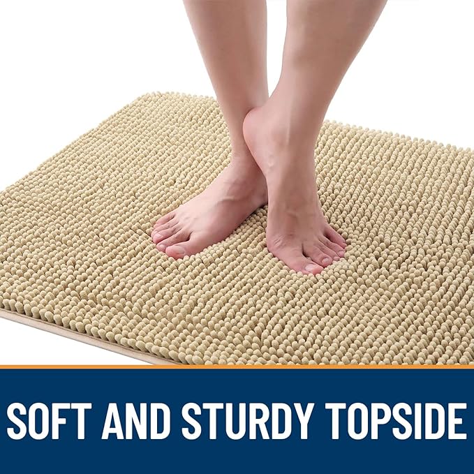 OLANLY Dog Door Mat for Muddy Paws 70x46, Absorbs Moisture and Dirt, Absorbent Non-Slip Washable Doormat, Quick Dry Chenille Mud Mat for Dogs, Entry Indoor Entryway Carpet for Inside Floor, Beige