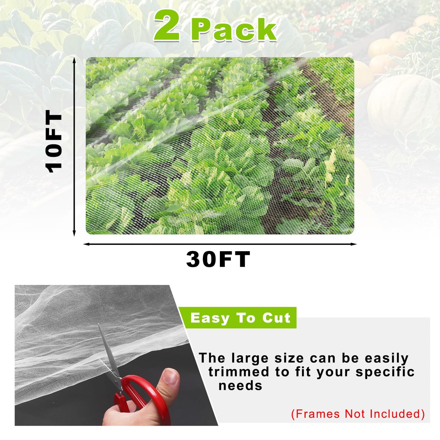 Remiawy Garden Netting, 2 Pack 10 x 33 FT Ultra Fine Garden Mesh Netting for Plants, Gardening Raised Bed Barrier Row Cover Protection Screen for Fruits Flowers Vegetables from Birds Animals Deer