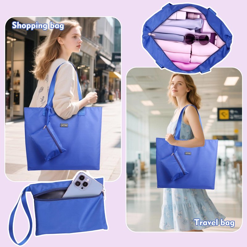 AOTIAN Heavy Duty 20 Liter Reusable Grocery Bags, Thickened Tear-Resistant Polyester Fabric Foldable Machine Washable Shopping Bags, Zipper Closure Water-Resistant Large Tote Bag Travel Gym Beach Bag