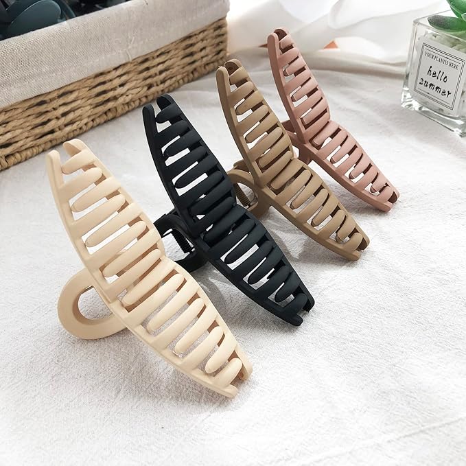 Hair Claw Clips Large 4.3 Inch No Slip Big Matte Glossy Butterfly Clip for Thin Fine, Medium Thick Hair Women, 5 Pack