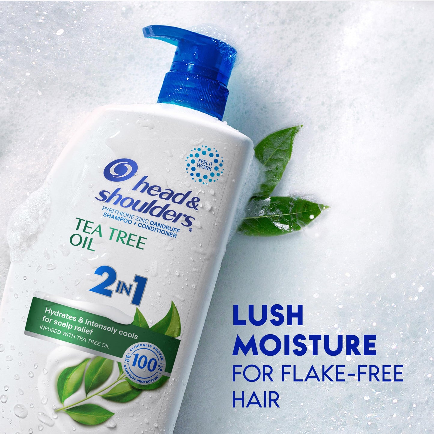 Head & Shoulders Anti-Dandruff Shampoo and Conditioner with 1% Pyrithione Zinc, Tea Tree Oil 2-in-1 Twin Pack, Tea Tree Shampoo with Cooling, Refreshed Scalp, 32.1 fl oz Each