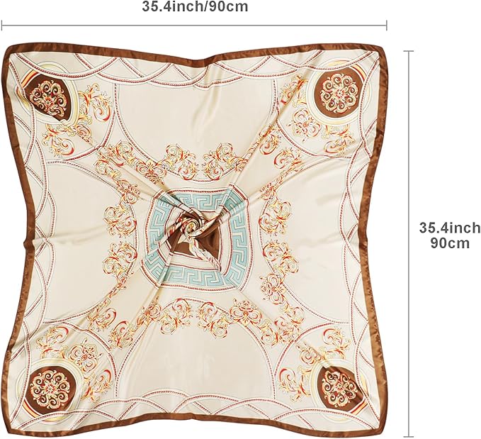 vimate 35" Square Silk Like Head Scarf - Women's Fashion Satin Scarf Bandana for Hair Wrapping at Night.