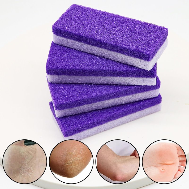 lenpestia Foot Pumice Stone 4 Pack Pedicure Stone for Feet Pumice Sponge for Feet Callus Remover and Scrubber Double Sided Pedicure Foot Pumice Stone for Feet and Heels Callus and Dead Skins (Purple)