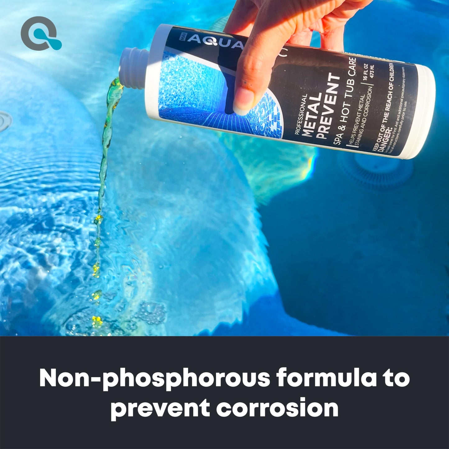 Spa Metal Control and Stain Protector to Protect Hot Tub Surfaces 16oz - Metal Gone Hot Tub Chemicals Made in the USA - AquaDoc