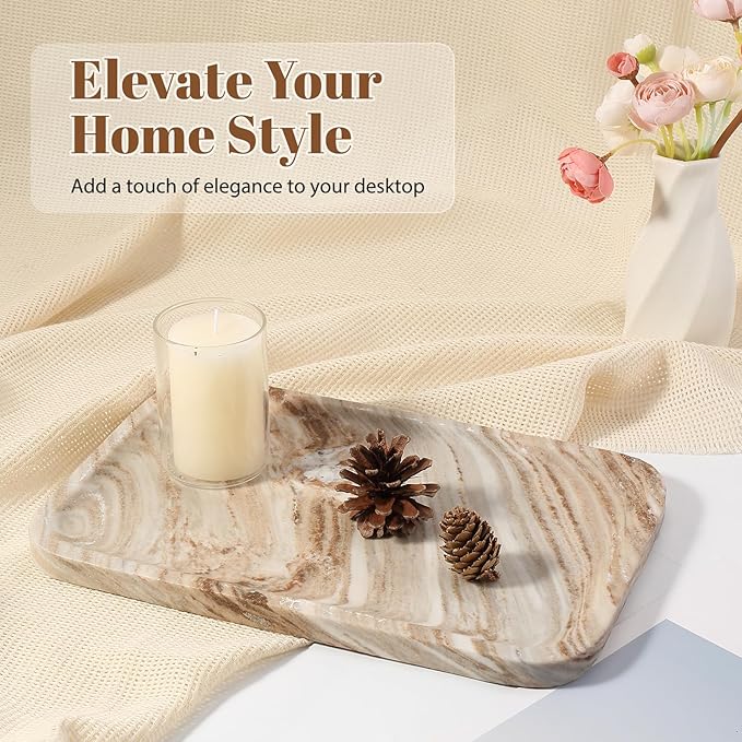 Koville Marble Tray, 12"x8" Natural Marble Vanity Tray for Countertop Bathroom Kitchen Dresser, Decorative Catchall Trays for Perfume Jewelry, Rectangular Stone Serving TrayÃ¯Â¼ÂPalissandroÃ¯Â¼Â