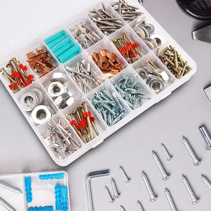 18 Grids Plastic Organizer Box with Dividers, Clear Compartment Container Storage for Washi Tapes Beads Crafts Jewelry Fishing Tackles, Size10.8 x 7.7 x 1.7 in