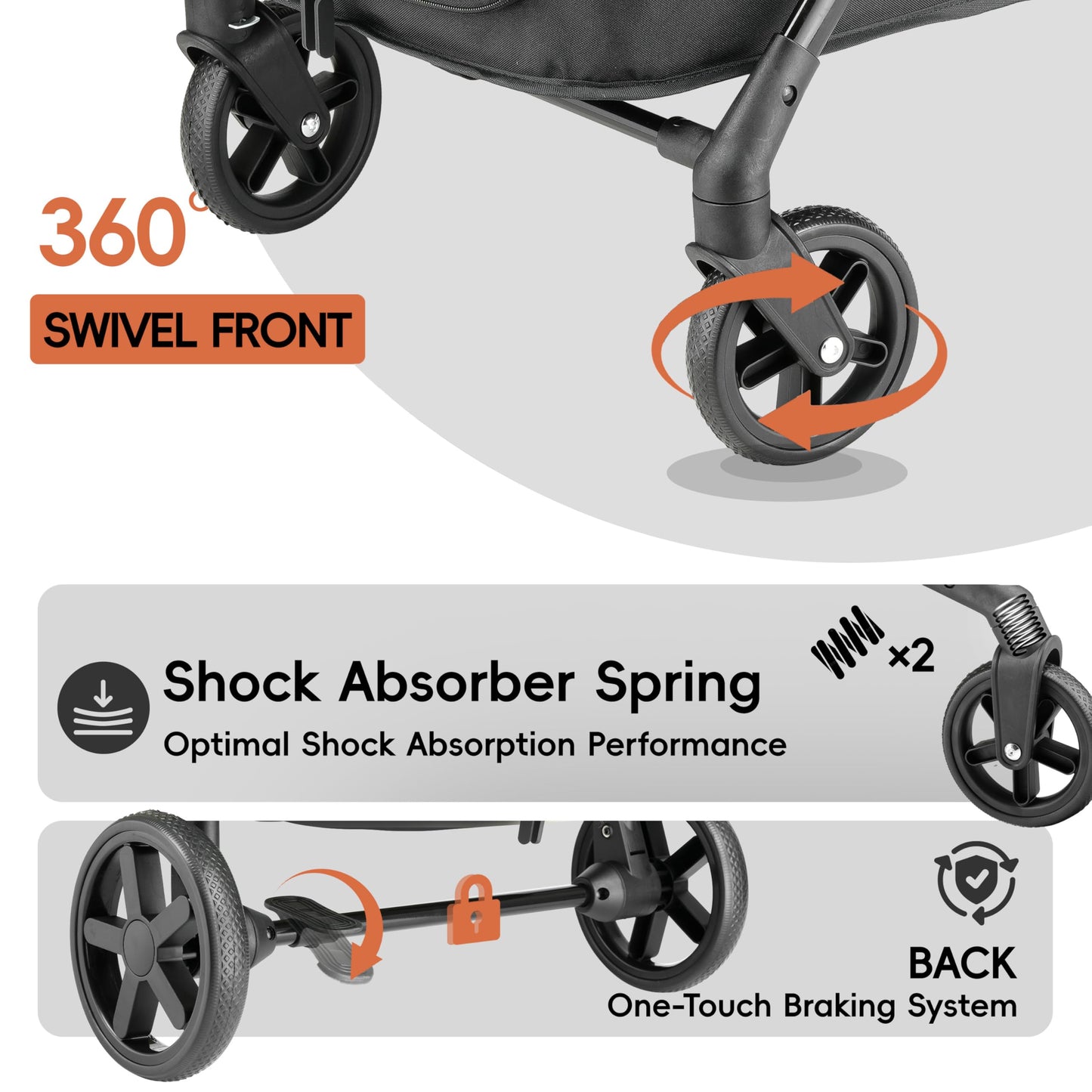 JOYCOW Dog Stroller for 2 Small Dogs or 1 Medium Pet, Low-Entry Design with Anti-Jump-Out, 600D Oxford Fabric, Up to 70 lbs,Black