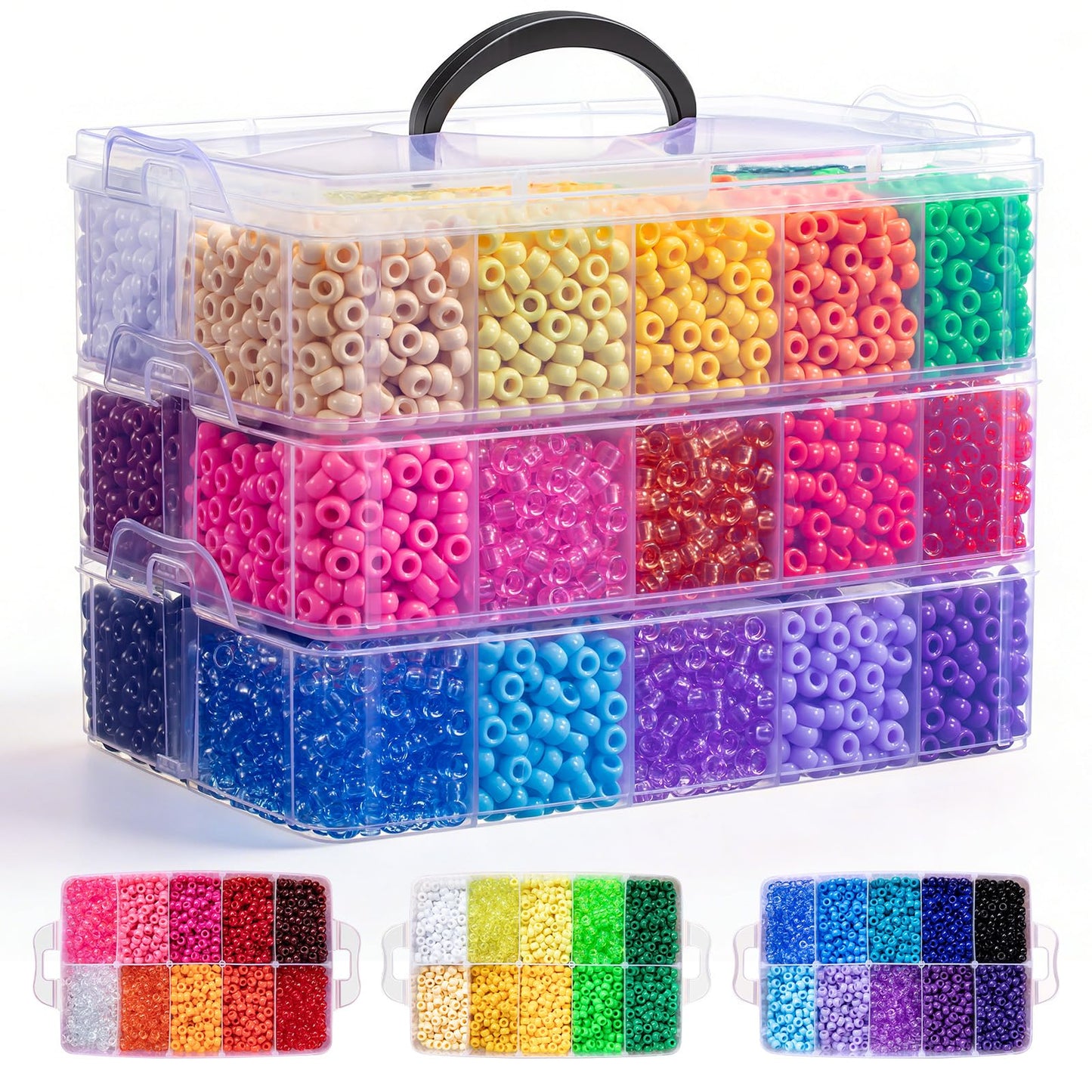 Simetufy 10000Pcs Pony Beads Bulk, 30 Colors Rainbow Kandi Beads for Hair Braiding Bracelet Making Kandi Jewelry Key Chains DIY Crafts Gifts Christmas Gifts (5.73lb, Stack Box)