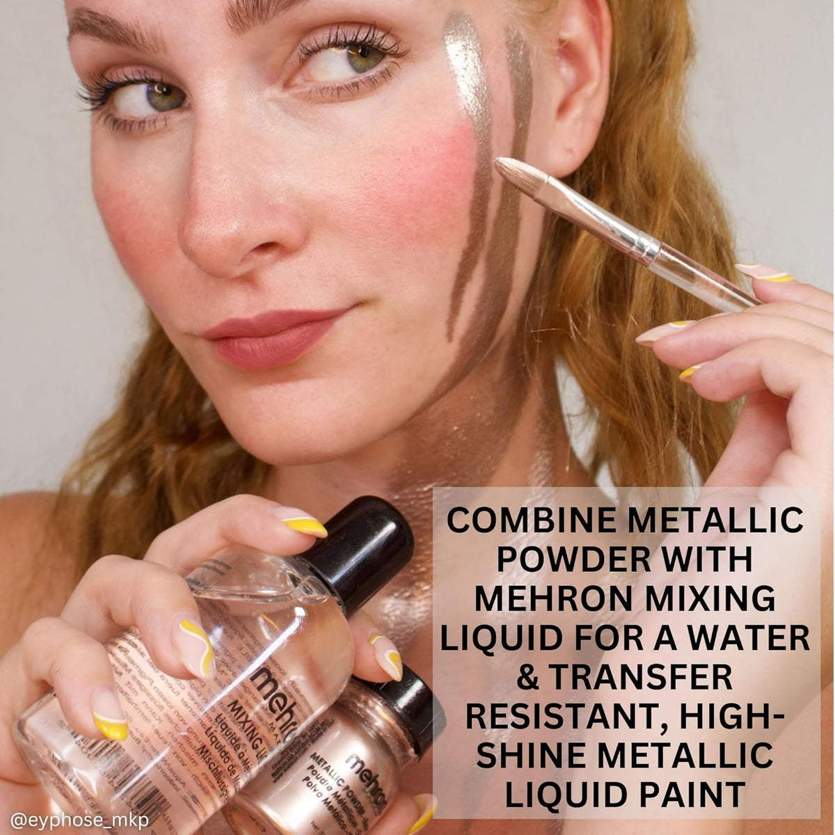 Mehron Makeup Metallic Powder (.17 oz) with Mixing Liquid (1 oz) (COPPER)