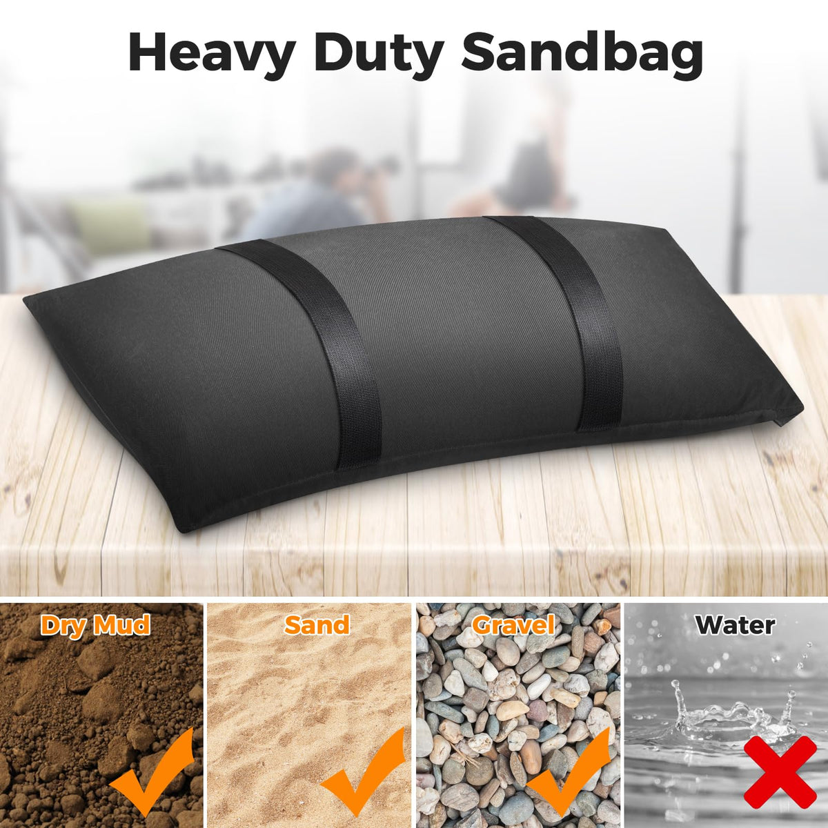 200 LBS Umbrella Base Weights Sandbags, 4 Packs Sand Bags for Weight, Weatherproof Fillable Heavy Duty Weight Sandbag for Outdoor Furniture Backyard Umbrella Garden Trampoline Poolside Accessories