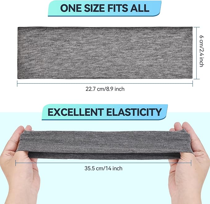 14 PCS Headbands for Women, Soft Elastic Hairbands, Fashion Non-Slip Cotton Sweat-Absorbent Sports Head Bands for Daily Workout, Running, Yoga, Makeup