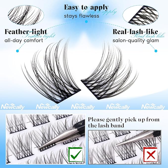 Natural Lash Clusters Eyelash Extensions C-curly Short Individual Lashes 10-14mm Wispy DIY Lash Extension Eyelash Clusters by Newcally