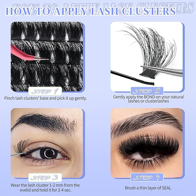 60+80+100D Lash Clusters Kit Eyelash Extension Kit DIY Lash Extension Kit 280 PCS Lashes Clusters Cluster with Lash Bond and Seal Lash Applicator for Lash Extensions by Yaiseiko(14-24MM)