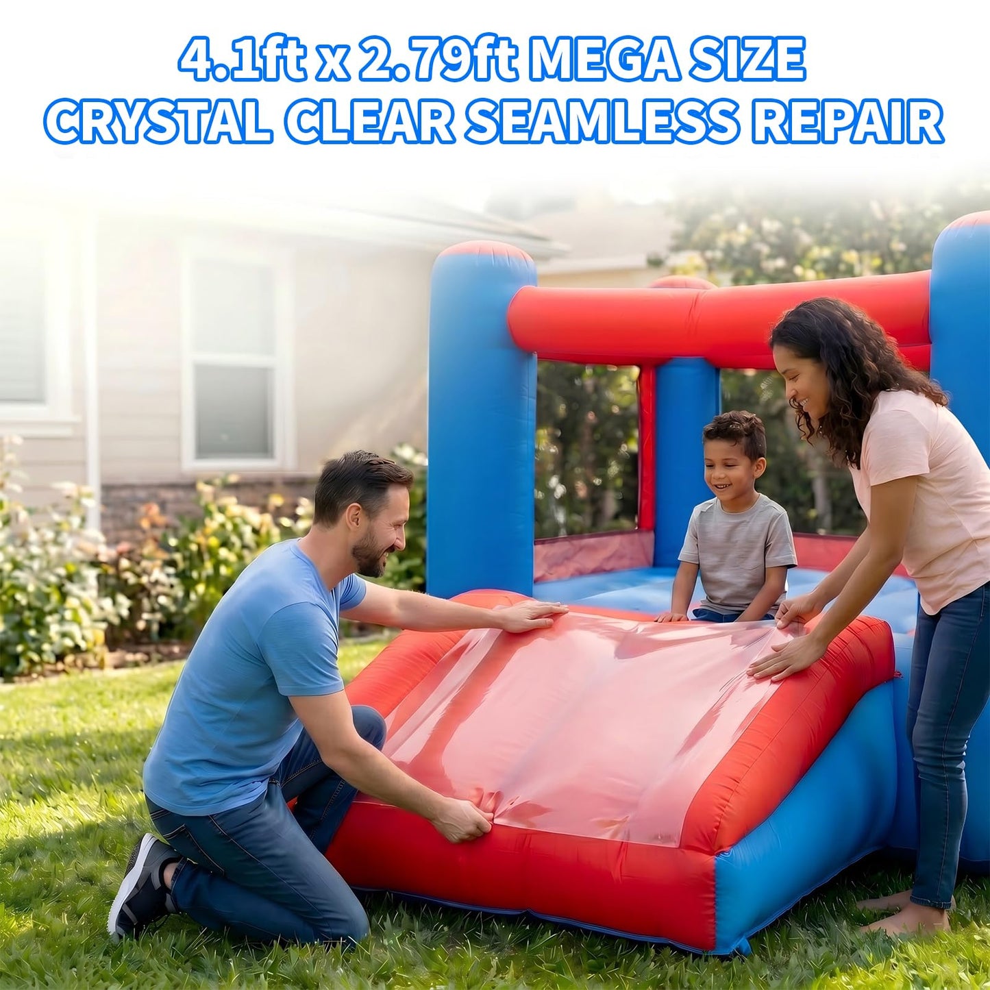 Extra Large Pool Patch Repair Kit, 4ft x 2.8ft TPU Heavy Duty Vinyl Pool Liner Patch for Above Ground Pools Underwater Self-Adhesive Inflatable Floats Bounce Houses Tents Air Mattress Clear