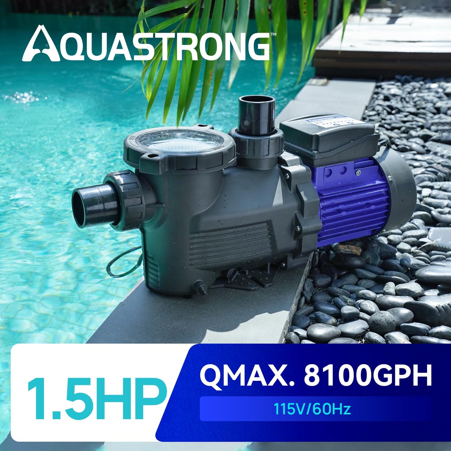 Aquastrong In/Above Ground Pool Pump High Flow Self Primming Swimming Pool Pump,Light Blue