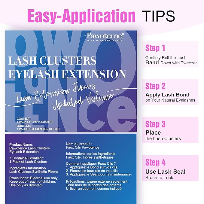 Pawotence Lash Clusters Natural 30D Cluster Eyelash Extensions 8-15mm Individual Lashes Cluster Wispy 280pcs Eyelash Clusters Lash Extension for Self Application (30D, 0.07D, 8-15mm)