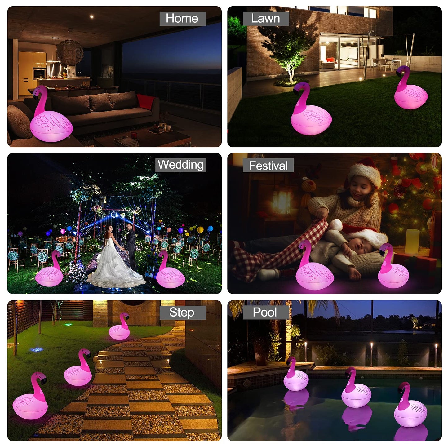 Cootway Flamingo Floating Pool Lights, Waterproof Inflatable Solar Pool Lights for Swimming Pool, Outdoor LED Glow Floating Light for Beach, Garden Backyard, Patio Lawn, Hot tub Decor (1 Piece)