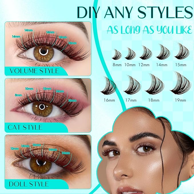 Brown Lash Clusters 280PCS Eyelash Clusters Natural Looking Individual Lash Extenison Fluffy Cluster Lashes DIY Lashes at Home by GEMERRY（80P-10-18mm-Brown)