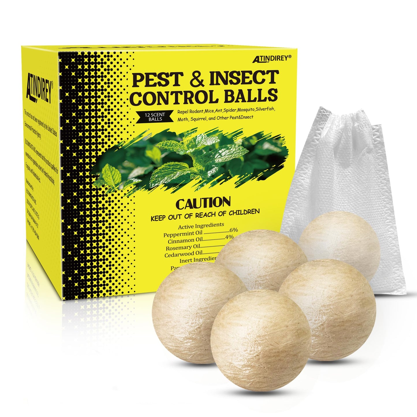 Natural Peppermint Spider Repellent Indoor Pet Safe & Ant Control Balls,Rodent Repellent for Car Engine, Home Storage, Fresh Mint Scent, Safe for Kids and Pets