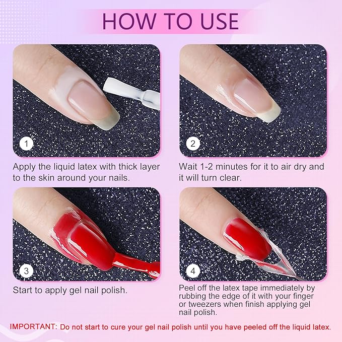 SAVILAND 2PCS Liquid Latex for Nails: 30ML Liquid Latex Peel Off Nail Polish Cuticle Guard for Gel Polish with Tweezers Nails Polish Protector for Fingers Peel Off Tip Tape for Nail Art