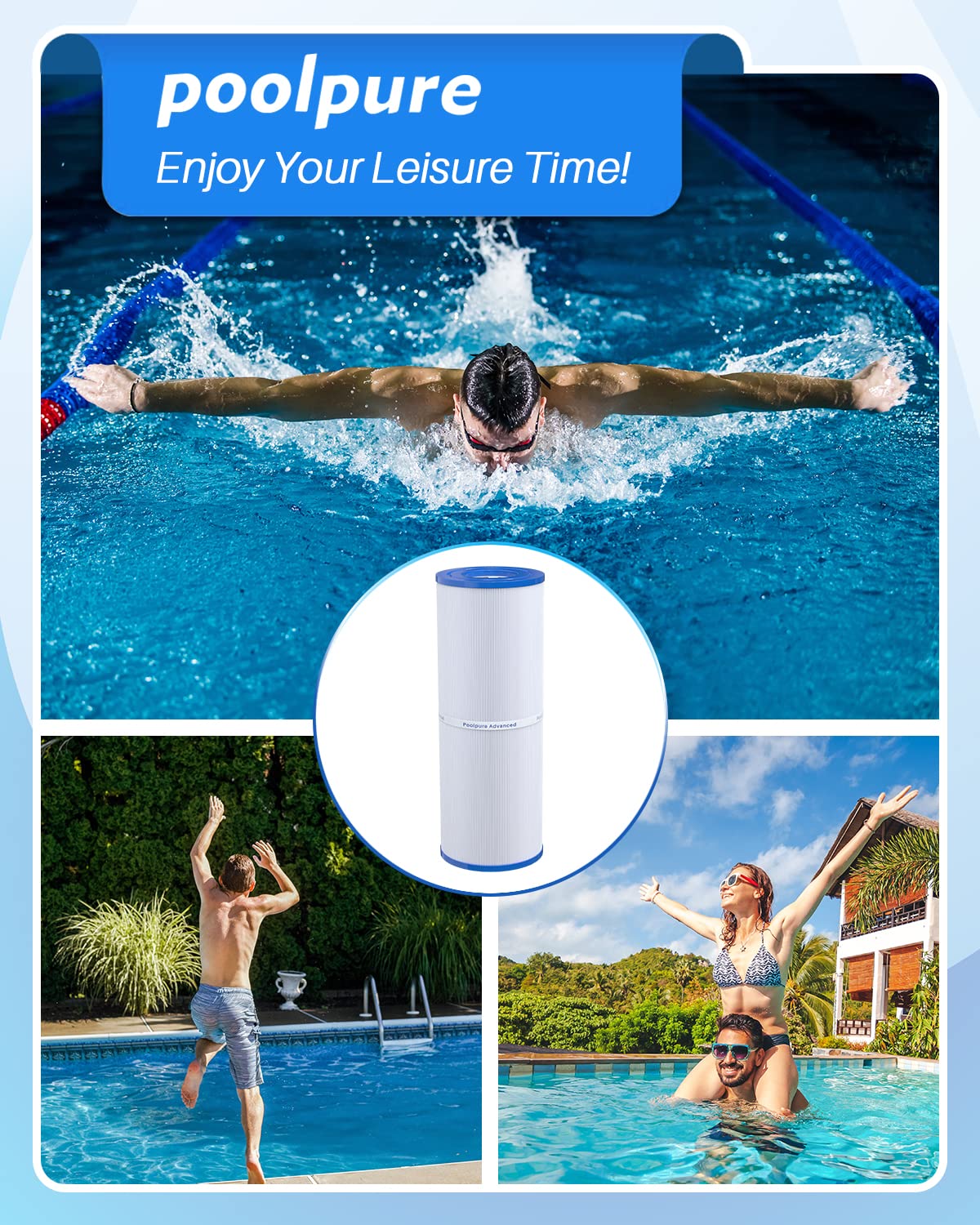 POOLPURE PLFPRB50-IN Spa Filter Replaces Pleatco PRB50-IN, PRB50IN, Unicel C-4950, Filbur FC-2390, Jacuzzi J210/J220/J235/J245/J275, Guardian 413-212-02, 373045, 5X13 Drop in Hot Tub Filter, 1 Pack