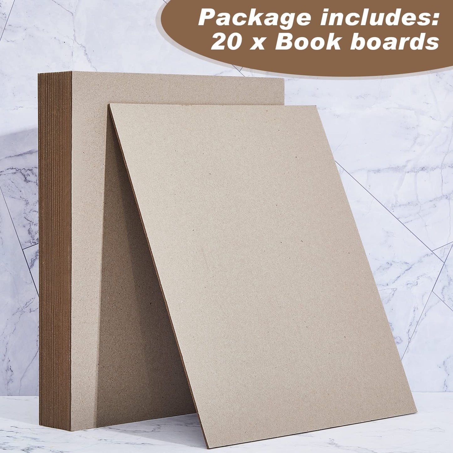 20 Pcs Book Board 10 x 12.5 Inch, 80 PT 0.086", Thick Binders Board Chipboard Designer Bookboard Kraft Heavy Duty Chipboard Sheets Bookbinding Supplies for Book Binding Cover