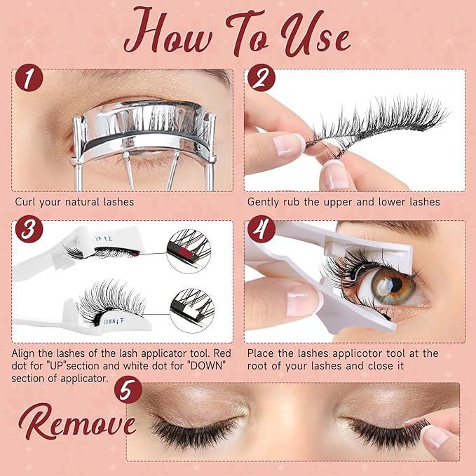 Higu clace Magnetic Eyelashes with Applicator 2 Pairs Magnetic Lashes Natural Look Wispy Magnet Lashes Easy to Wear and RemoveÃ¯Â¼ÂDJCX-A+B02)
