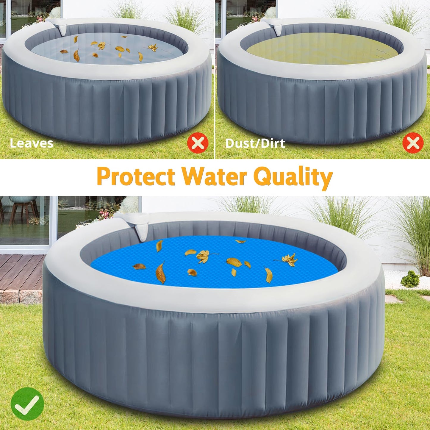 ALLAreN Solar Pool Cover 10 Foot Round, 10 Mil Blue Bubble Pool Blanket Heat Retention, Circle Thermal Cover for Above Ground Inground Pools and SPA Hot Tubs