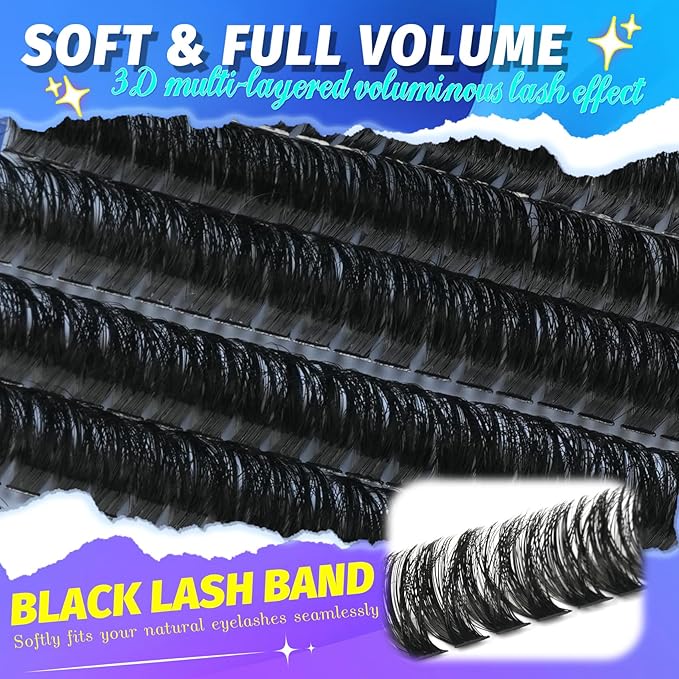Lash Clusters Wispy 80D Eyelash Clusters 10-18mm Fluff Cluster Eyelash Extensions D Curl No Plastic Feel Individual Lashes Extension 240 Pcs Versatile False Eyelashes Clusters
