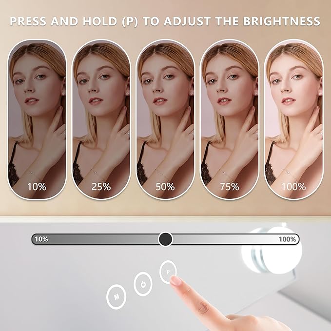 Vanity Mirror with Lights,Makeup Mirror with Lights,3 Color Lighting Modes Detachable 10X Magnification Mirror Touch Control,360°Rotation,White