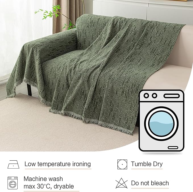 MYSKY HOME Couch Covers for 3 Cushion Couch Sofa, Sectional Couch Cover L Shape Chenille Couch Cushion Covers for Pets, Furniture Protector Cover for Dogs, Kids, 91"X150", Moss Green