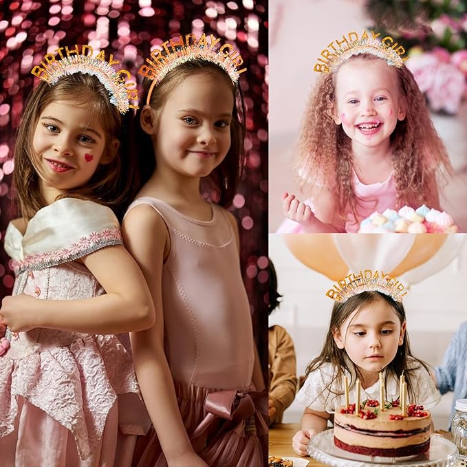 CIEHER Orange Birthday Girl Headband Birthday Crown Tiara for Women Girls Decorations & Party Favors