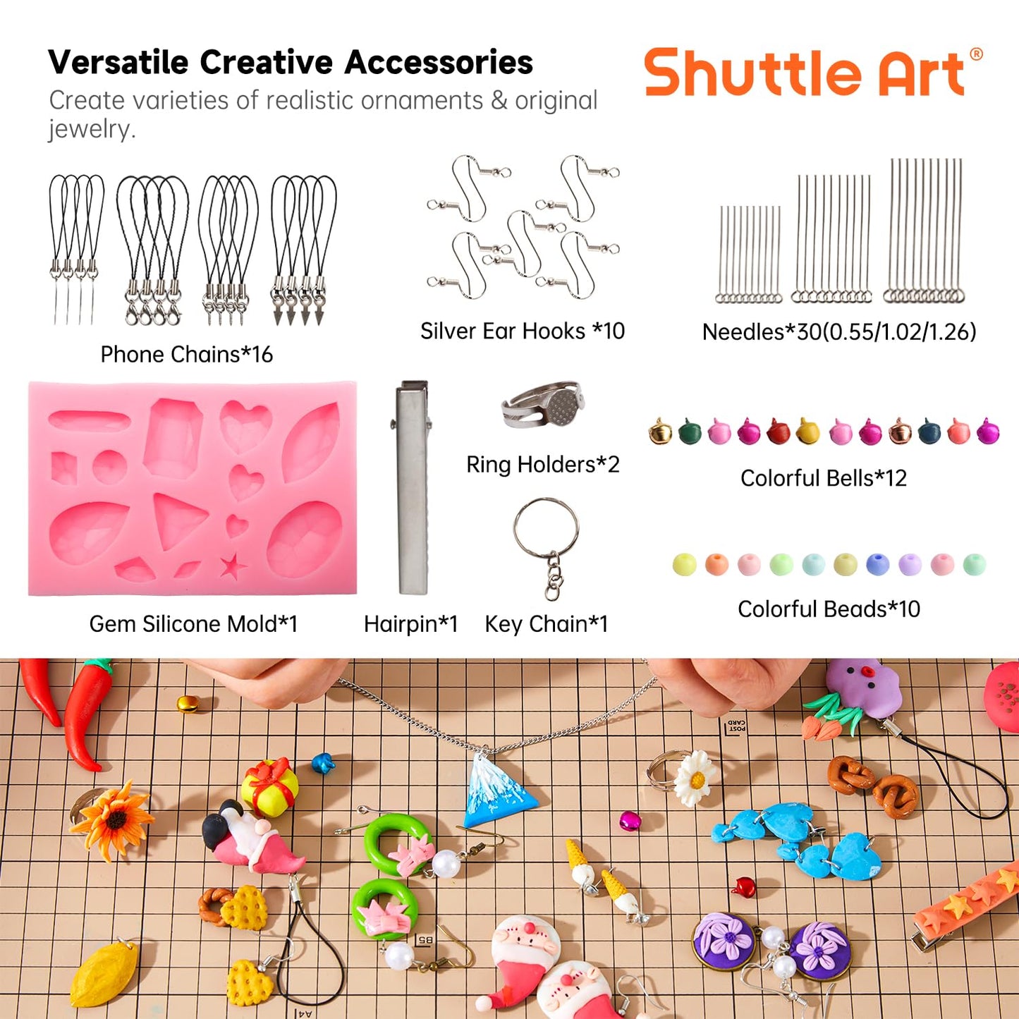 Shuttle Art Polymer Paste, 50 Colours of Modelling Clay with Modelling Tools Accessories, DIY Clay Kit Oven Bake, Non-Toxic for Children