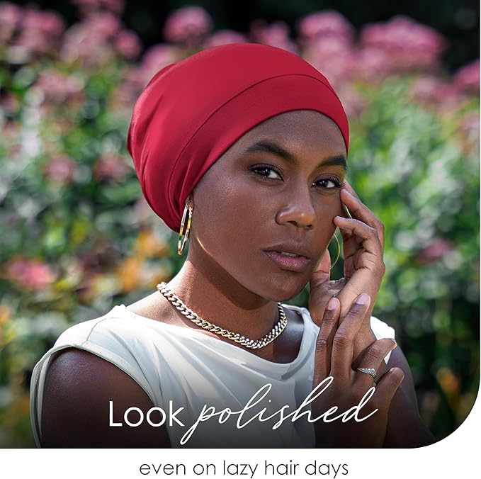 CAPLORD Satin Bonnet for Sleeping, Curly Hair Wrap Sleep for Men, Adjustable Silk Beanies for Women, Silk Hair Bonnet