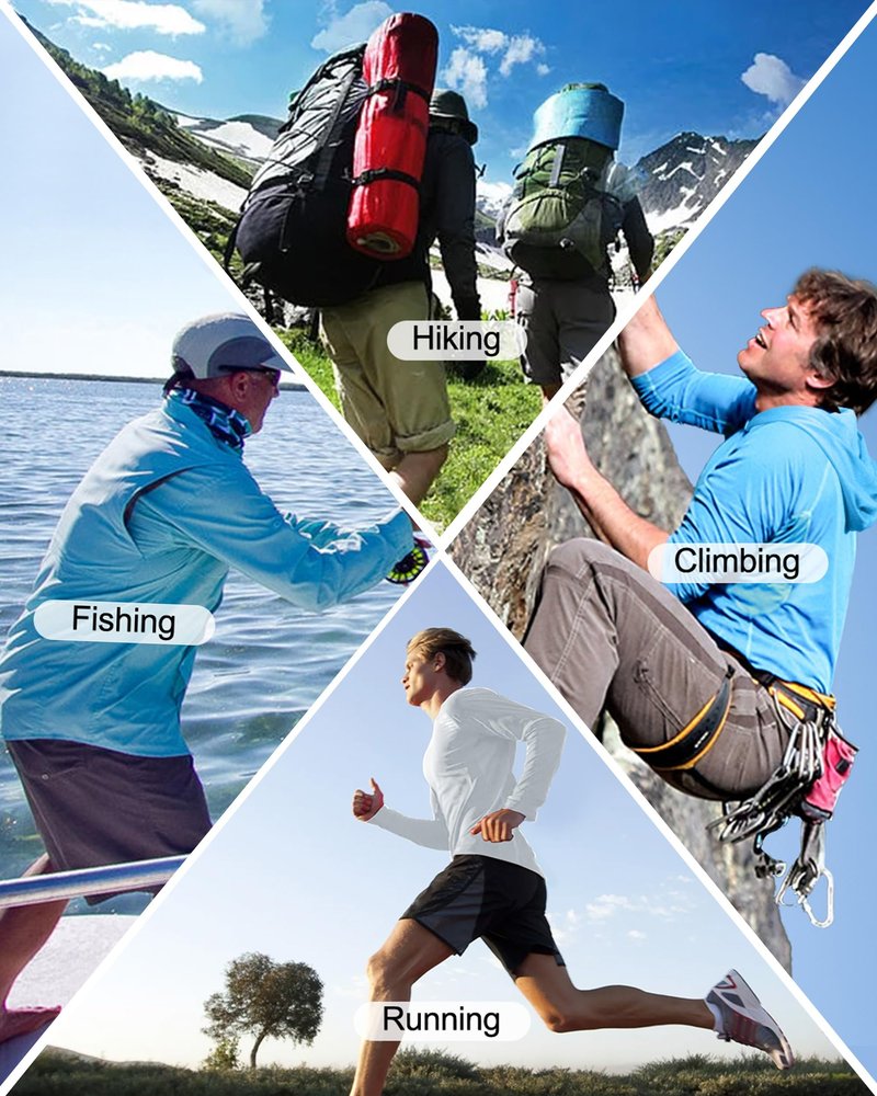 Roadbox Men's UPF 50+ Sun Protection Hoodie Shirt Outdoor UV Long Sleeve Fishing Shirts for Workout Running Swimming Hiking