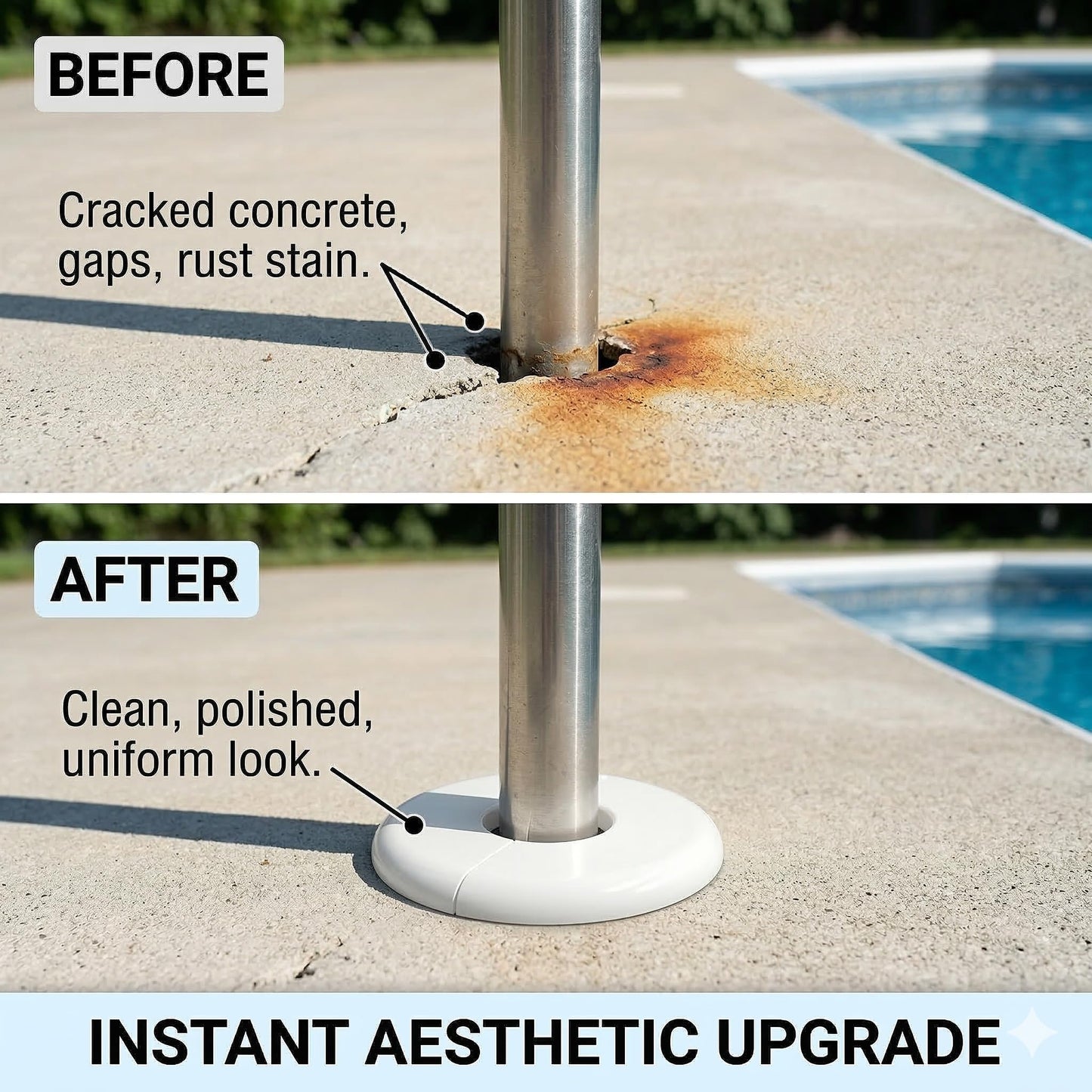Pool Escutcheon Plates/Pool Ladder Cover Plate/Pool Trim Rings Fits for 1.9" Inner Within Diameter Tubing Pool Handrail&Pool Handrail Covers for Inground Pools/Other Water Pipes etc (6)
