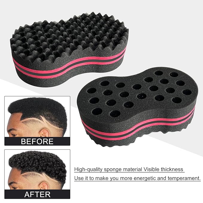 Big Holes & Big Size Barber Hair Brush Sponge Dreads Locking Twist Afro Curl Coil Wave Hair Care Tool(1 Pack)