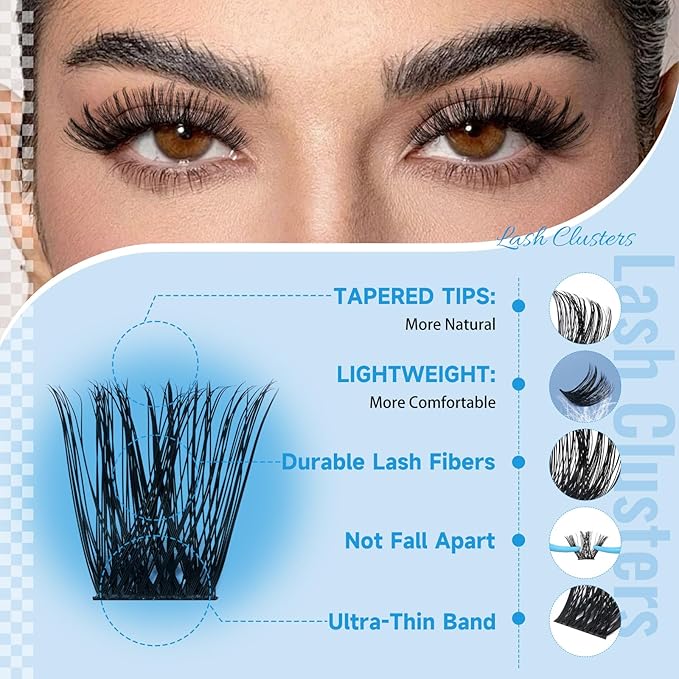 Lash Clusters 144 Pcs Cluster Lashes Eyelash Clusters DIY Cluster Eyelash Extensions Individual Lashes Thin Band & Soft(Morning,D-8-18mix)