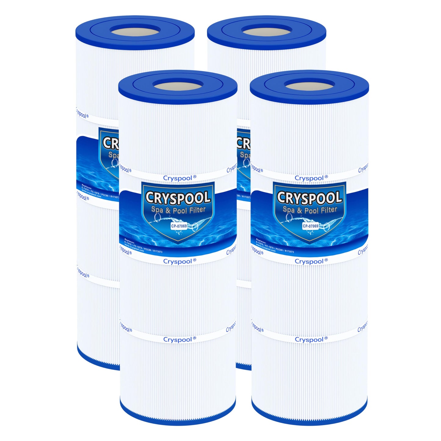 Cryspool® 07069 Filter Compatible with Clean & Clear Plus 320, CCP320, PCC80-PAK4, R173573, 817-0081, C-7470, FC-1976, 4×80 Sq. Ft Pool Filter Cartridge, 4 Pack