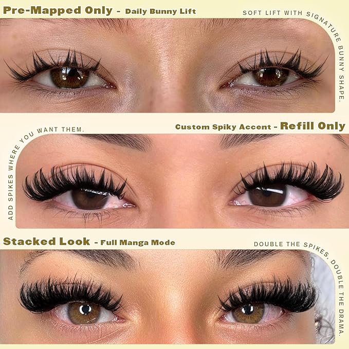ALICE Bunny Lash Clusters with Spikes Eyelash Clusters 10-14mm Cluster Eyelash Extensions Manga Left & Right Lash Extensions Anime Individual Lashes