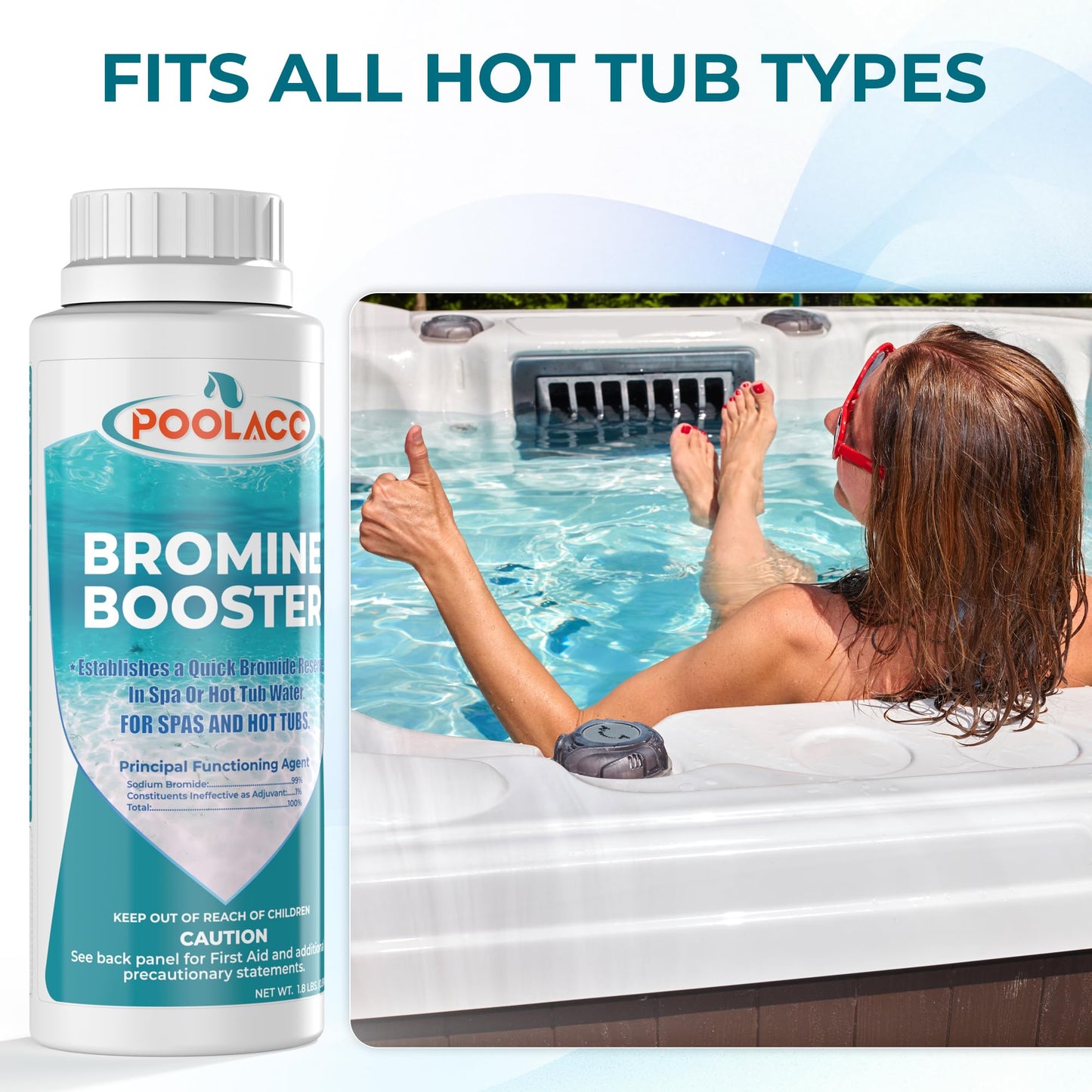 1.8LB Bromine Booster for Hot Tubs & Spas | Fast-Acting Sodium Bromide to Build Bromide Reserve | Compatible with Bromine Sanitizers | Bromine Tablets Companion | Reduce Chemical Use & Odor