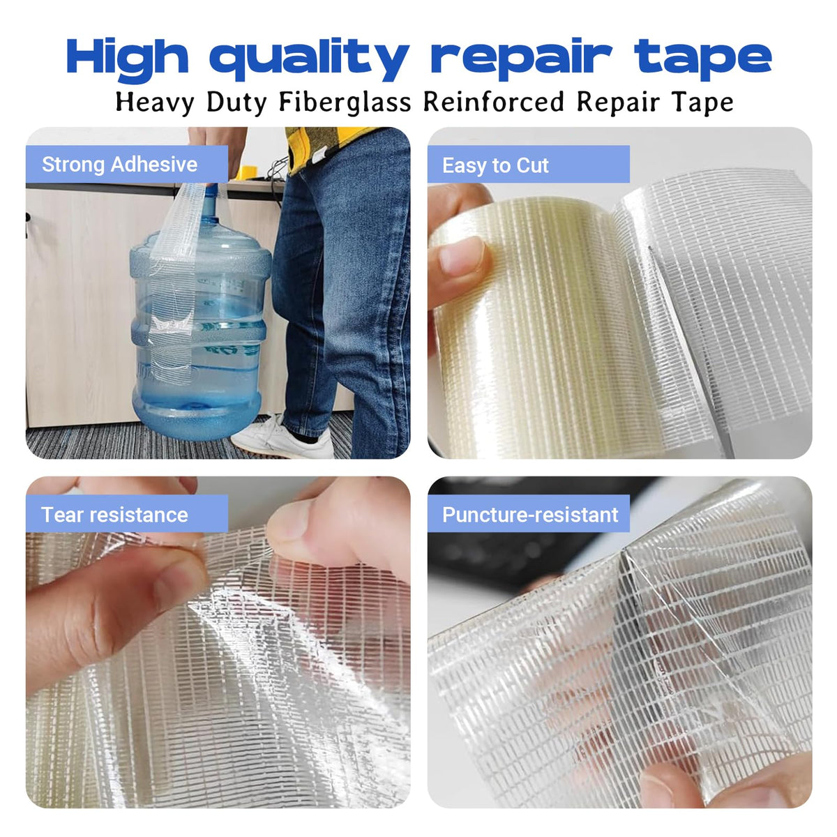 Daiphelim 5 in x 39FT RV Awning Repair Tape Kit – Heavy Duty Waterproof Tear Repair Patch for Tarp, Canvas, Tent, Fabric, Canopy, Boat Covers, Sail – Clear Reinforced Fiberglass Repair Tape