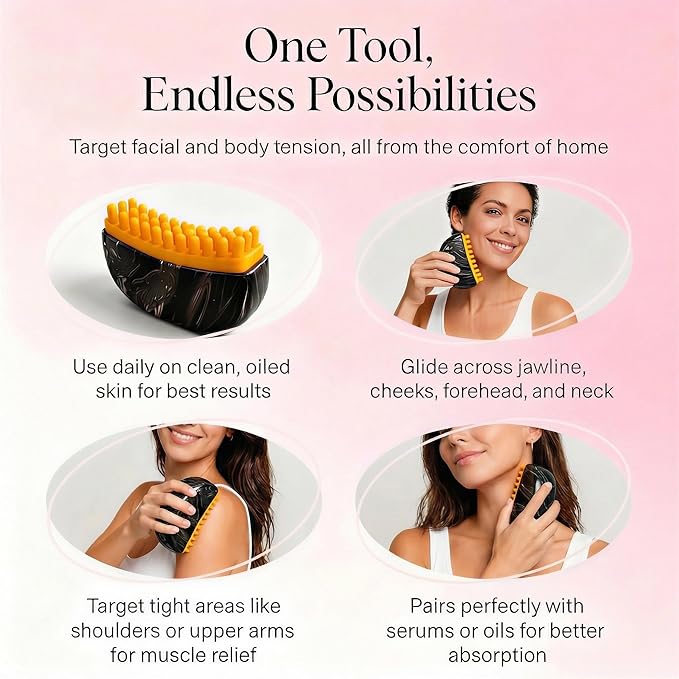 Lymphatic Contour Face Brush, Lymphatic Drainage Brush,Gua Sha Facial Tools for Lymphatic Drainage,Silicone Soft Head Dry Brush and Wet Brush Use