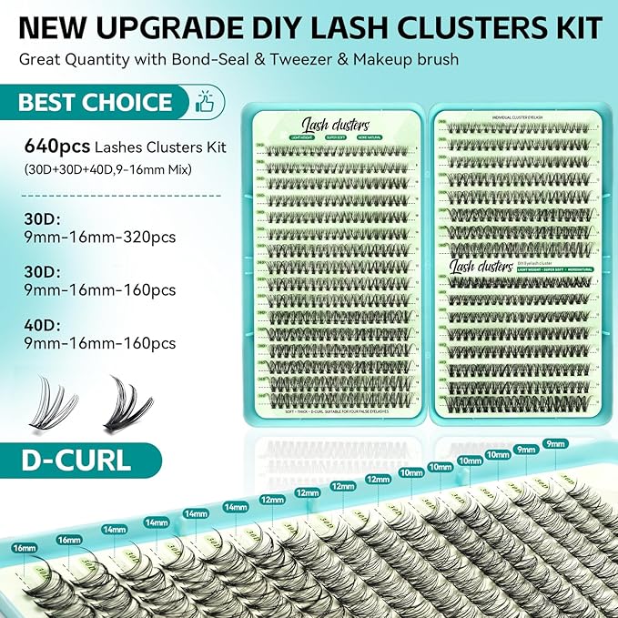 Wispy Lash Clusters, Individual Cluster Lashes 30D 40D, DIY Cluster Eyelash Extensions for Natural Wispy Look, Soft Lightweight Individual Lash Clusters for At-Home Lash Extension